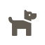 An icon of a small dog on a white circle.
